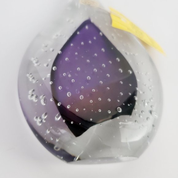Polish Art Glass Handcrafted & Signed Mouth Blown Violet x Crystal Water Drop - Picture 6 of 7